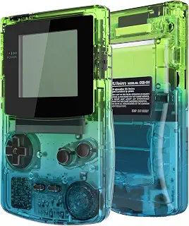 Gameboy Colorに対応用IPSアップグレード済みeXtremeRate交換用シェルフルハウジングカバーボタン付きクリア素材、GBC OSD IPS & Regular IPS & Standard LCDにも対応します（コンソールやIPSスクリーンは付属していません。）【グリーンとブルーのグラデーションカラー】
