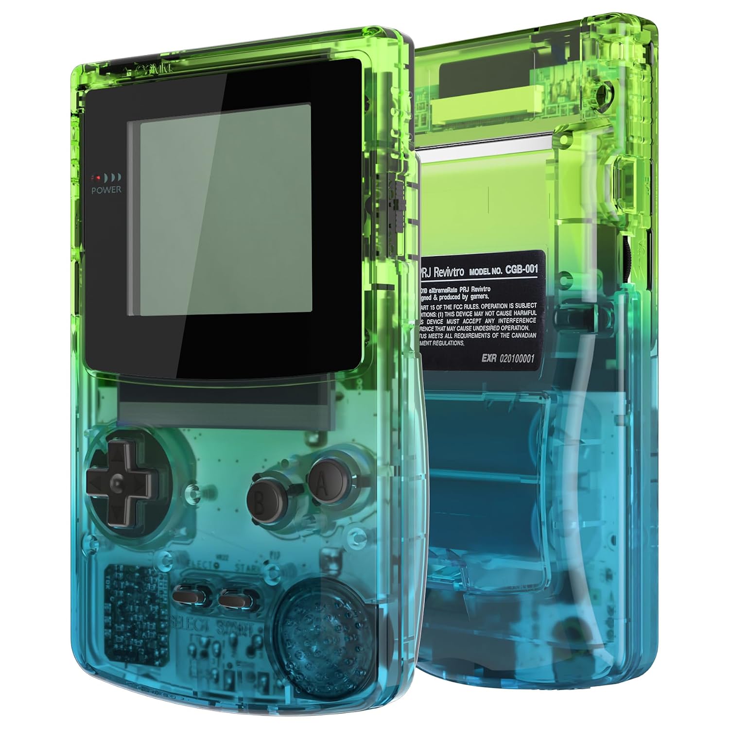 IPS Ready Upgraded eXtremeRate Gradient Translucent Green Blue Replacement Shell Full Housing Cover Buttons for Gameboy Color – Fit for OSD IPS & Regular IPS & Standard LCD – Not Console & IPS Screen