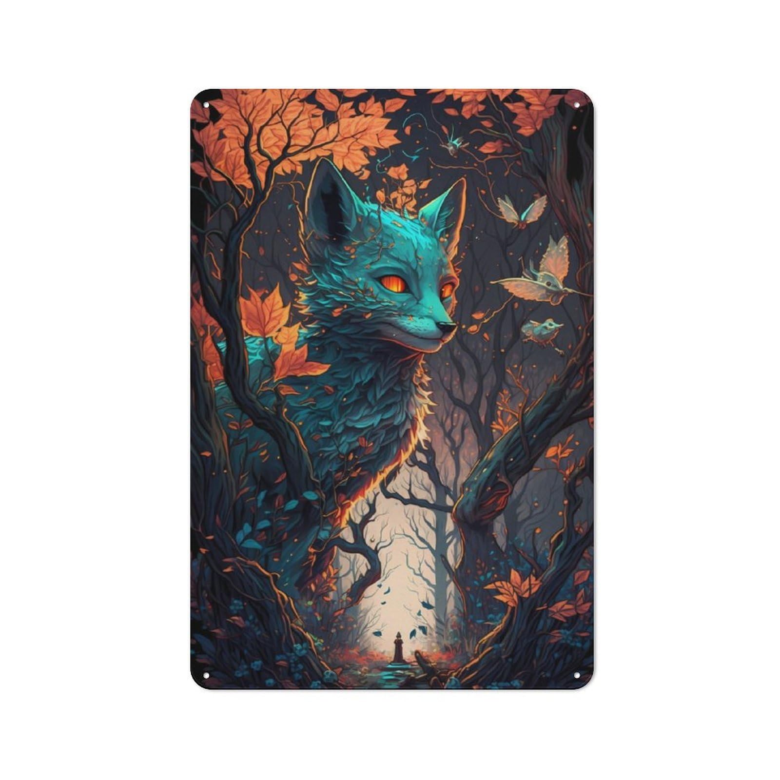 Rustic Metal Sign 30x20cm Featuring Fox Supernatural Forces for Hallway Wall, for Collectors Decorating Hallways And Entrance Areas
