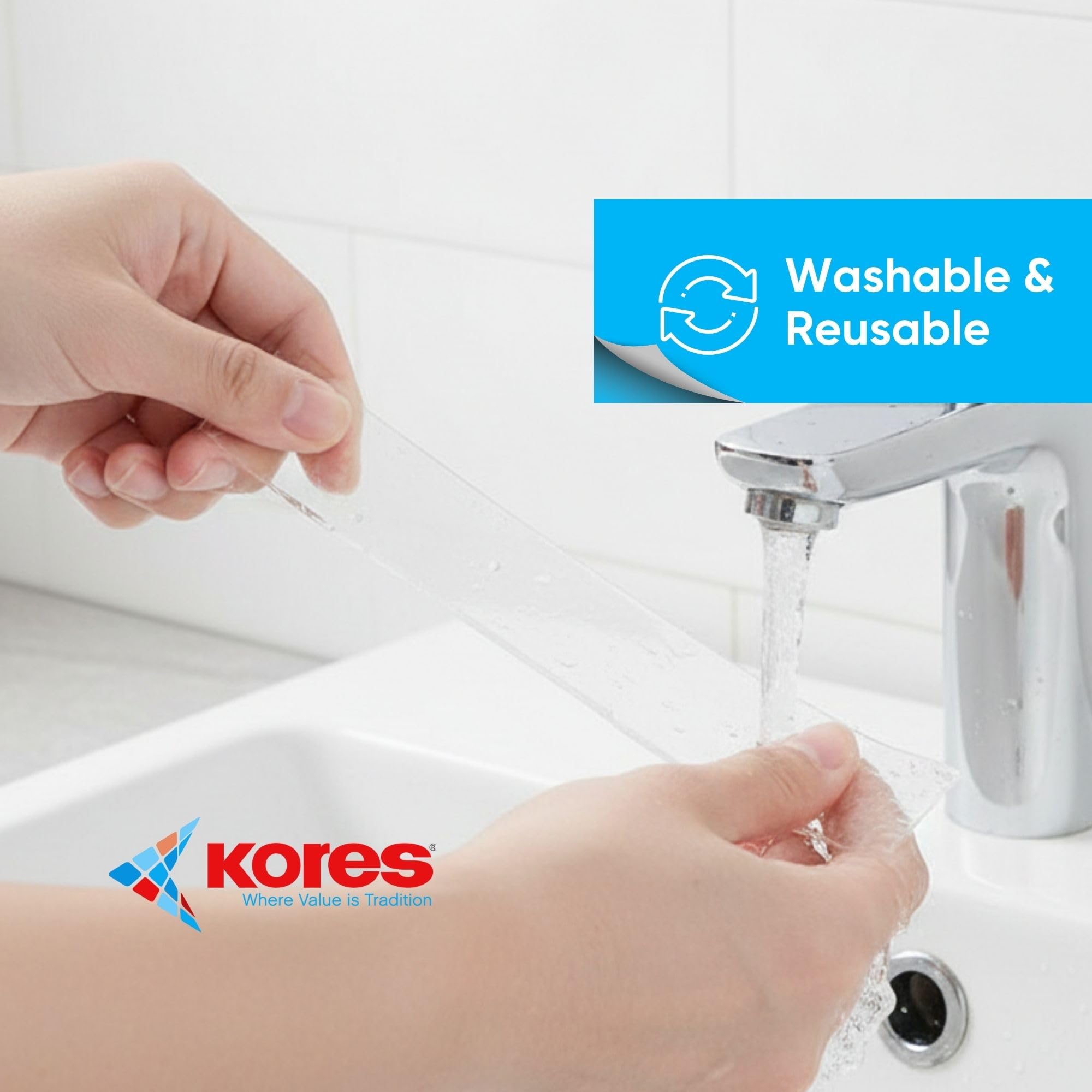 Kores Strong Grip Transparent Double Sided Tape – Ultra Strong Gel Adhesive, Removable & Reusable, 3 Metre Roll, 2mm Thick – For Walls, Glass, Wood, Metal & Home/Office Use | Heavy Duty 2