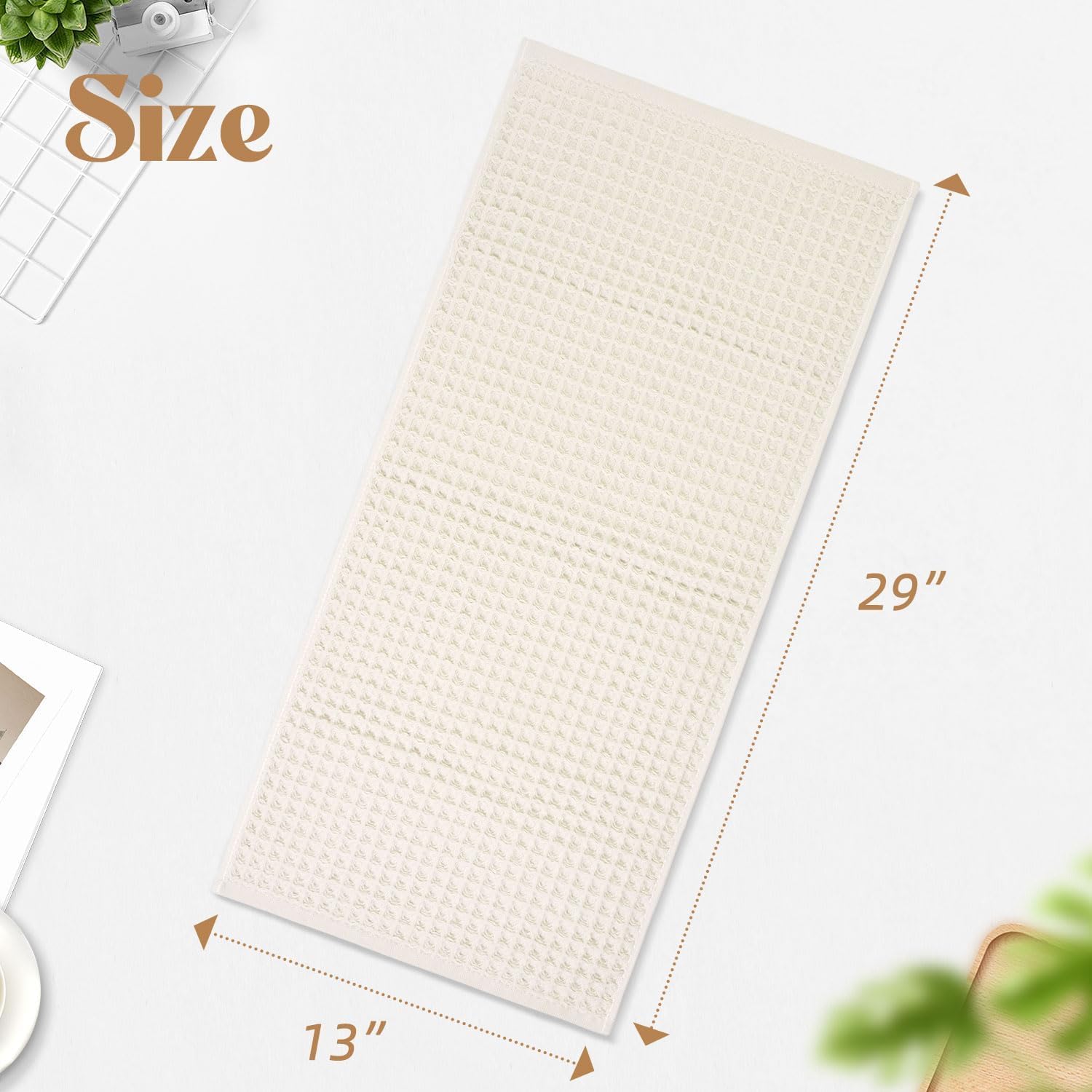 Jacquotha Waffle Hand Towels 5-Piece (Mist White) – Cotton, Quick Dry, Lint Free, 13” x 29”