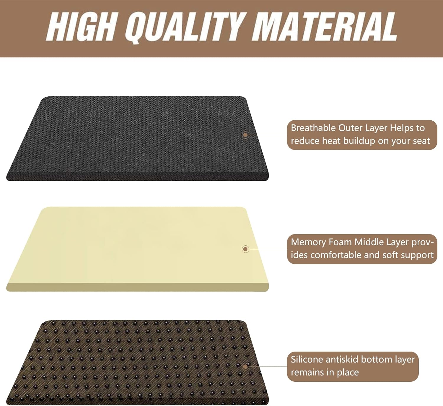 MYFAMIREA Car Seat Cushion Pad Comfort Seat Protector for Car Driver Seat Office Chair Home Use Memory Foam Seat Cushion with Non Slip Bottom (Black) : Automotive