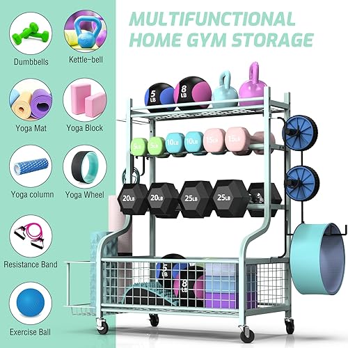 Miniatura 5 de Estante para Mancuernas PLKOW, Estante de Peso para Mancuernas, Almacenamiento para Gimnasio en Casa para Mancuernas, Pesas Rusas, Esterilla de Yoga