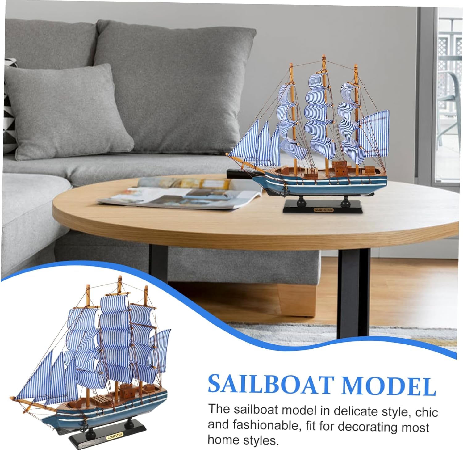 Unique Wooden Sailboat Model Sailboat Decor Home Decor Model for Office