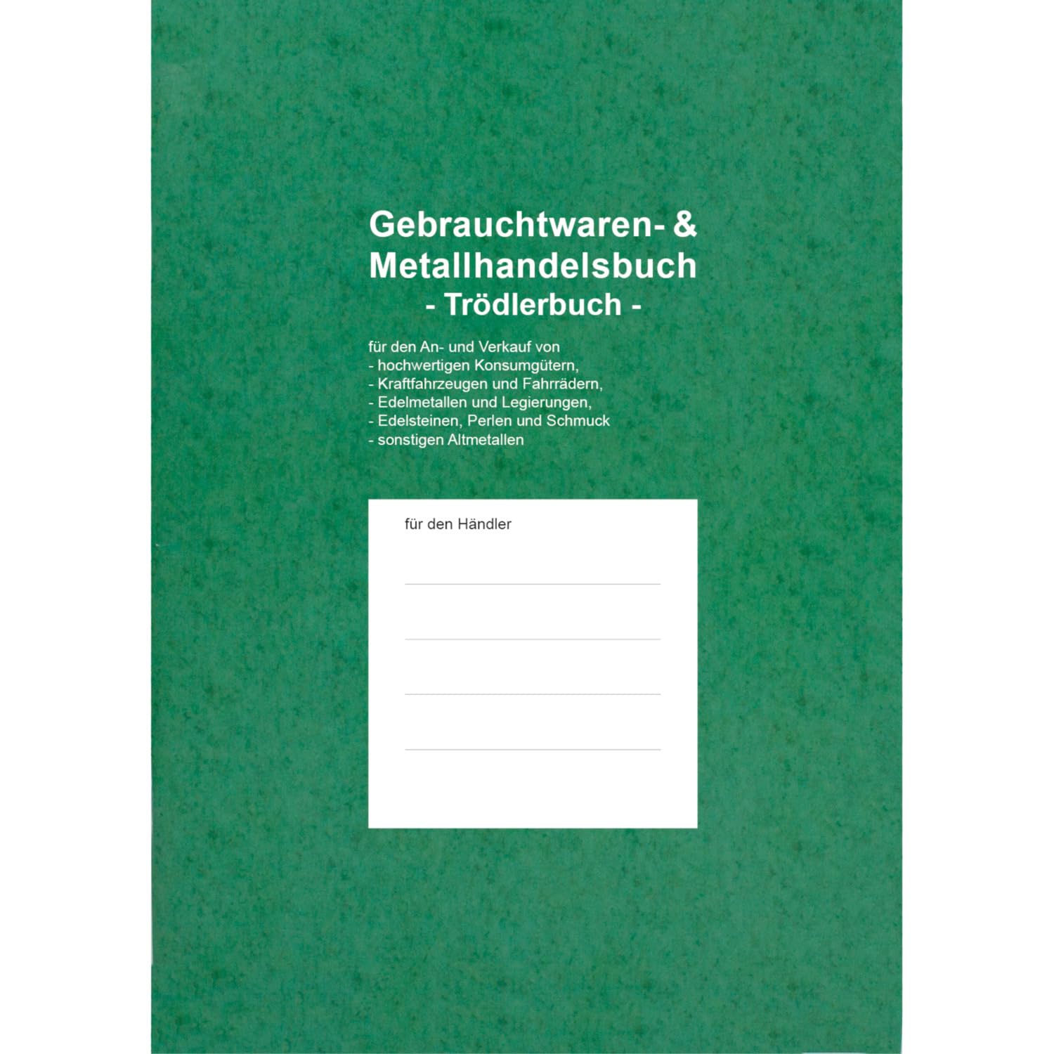 RNKVERLAG 31261 - Gebrauchtwaren- und Metallhandelsbuch, 48 Doppelseiten, DIN A4, mit Nummerierung