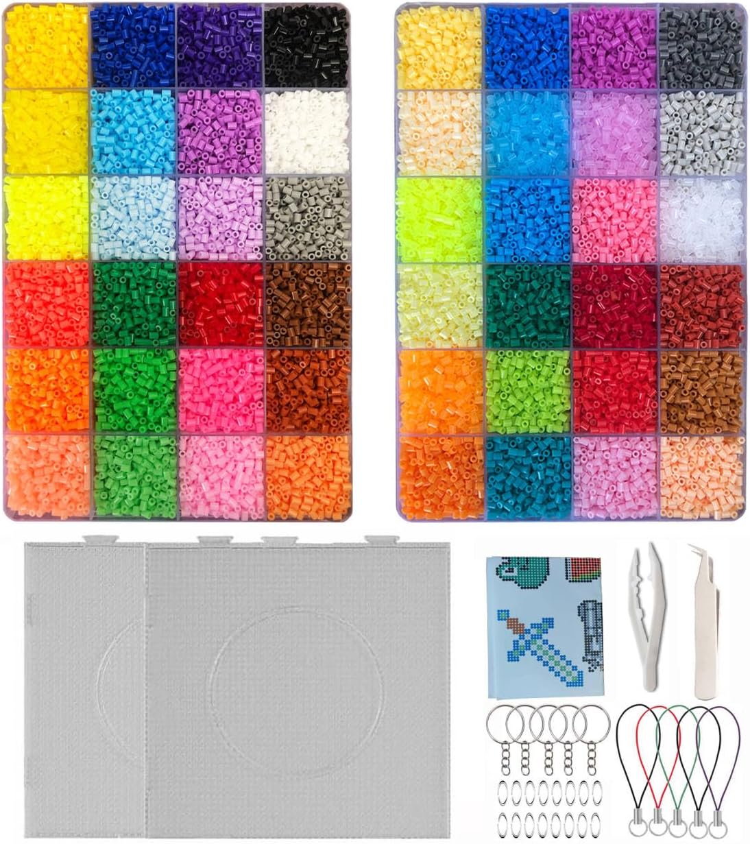 ZLLBTMO 48-Color Fuse Beads Kit - 2.6mm Mini Small Iron Beads Melting Beads for Kids DIY Pixel Art & 3D Crafts - Creative Handmade Gift Set