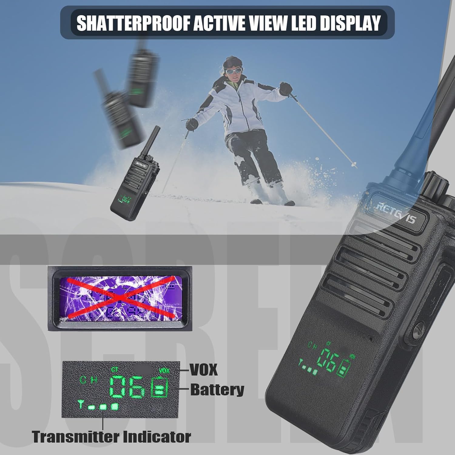 Retevis RB89 Wireless Walkie Talkies(1 Pack) Bundle with Speaker Mic(1 Pack), Long Range Two Way Radio Earpiece with Mic, High Power, 2600mAh, USB-C, GMRS Radio for Patrol, Hunting, Hiking