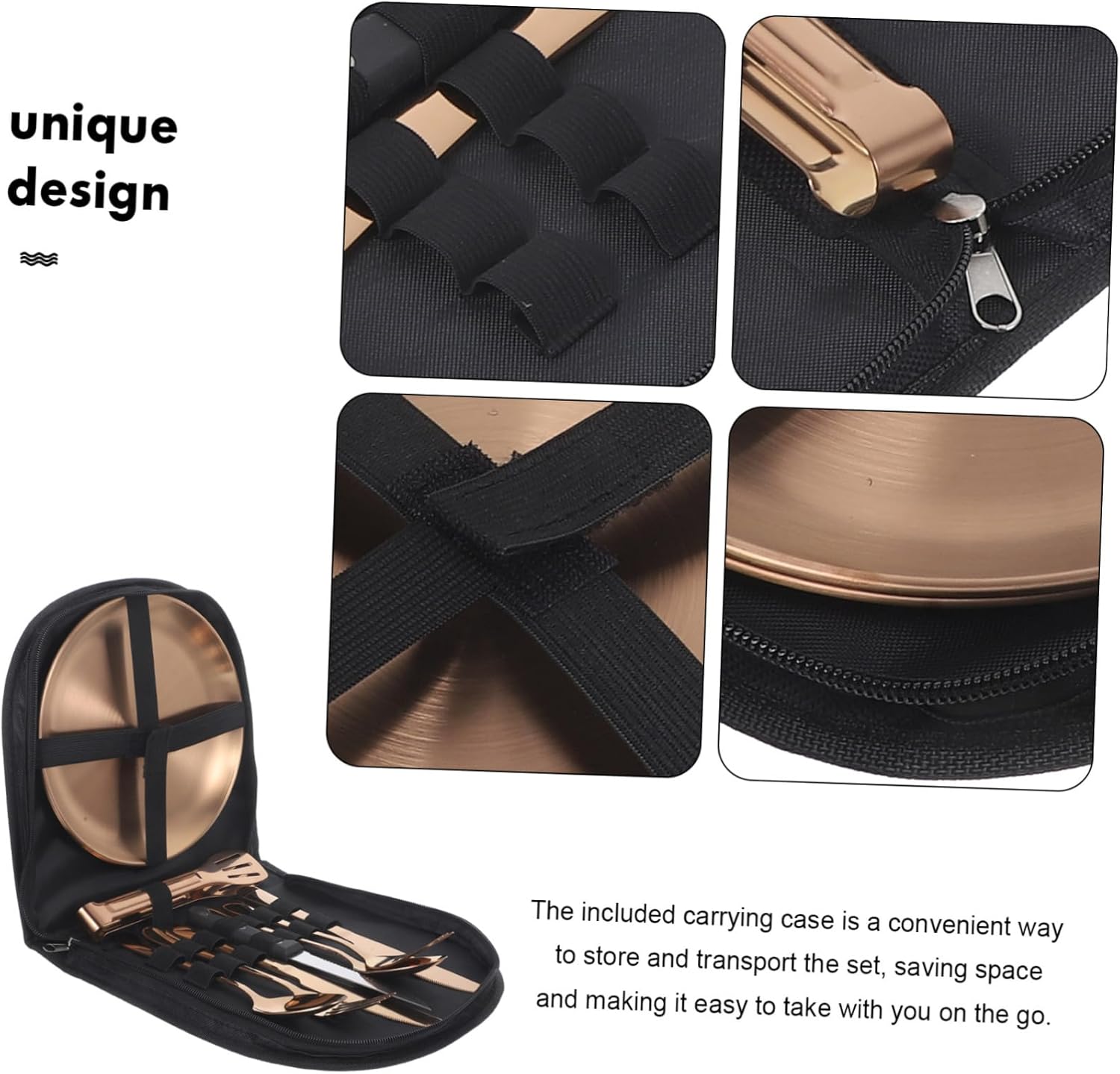 Stainless Steel Outdoor Tableware Set 8-piece Silverware Tray Camping Dinnerware Easy-clean Cutlery