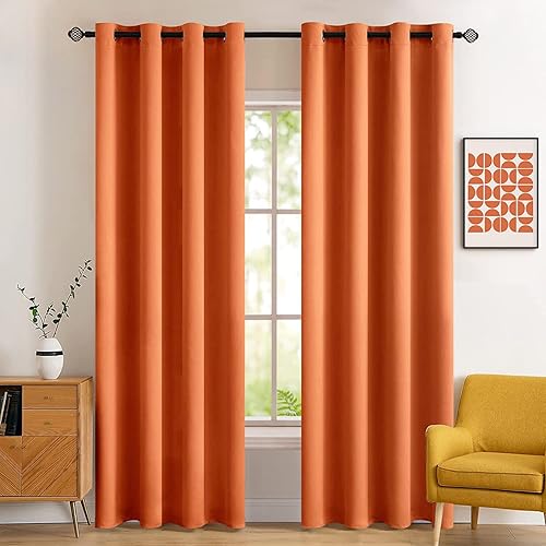 MIULEE Cortinas opacas para oscurecer la habitación, con aislamiento térmico, juego de cortinas de otoño sólidas, con ojales en la parte superior, MIULEE Cortinas opacas para oscurecer la habitación, con aislamiento térmico, juego de cortinas de otoño sólidas, con ojales en la parte superior,