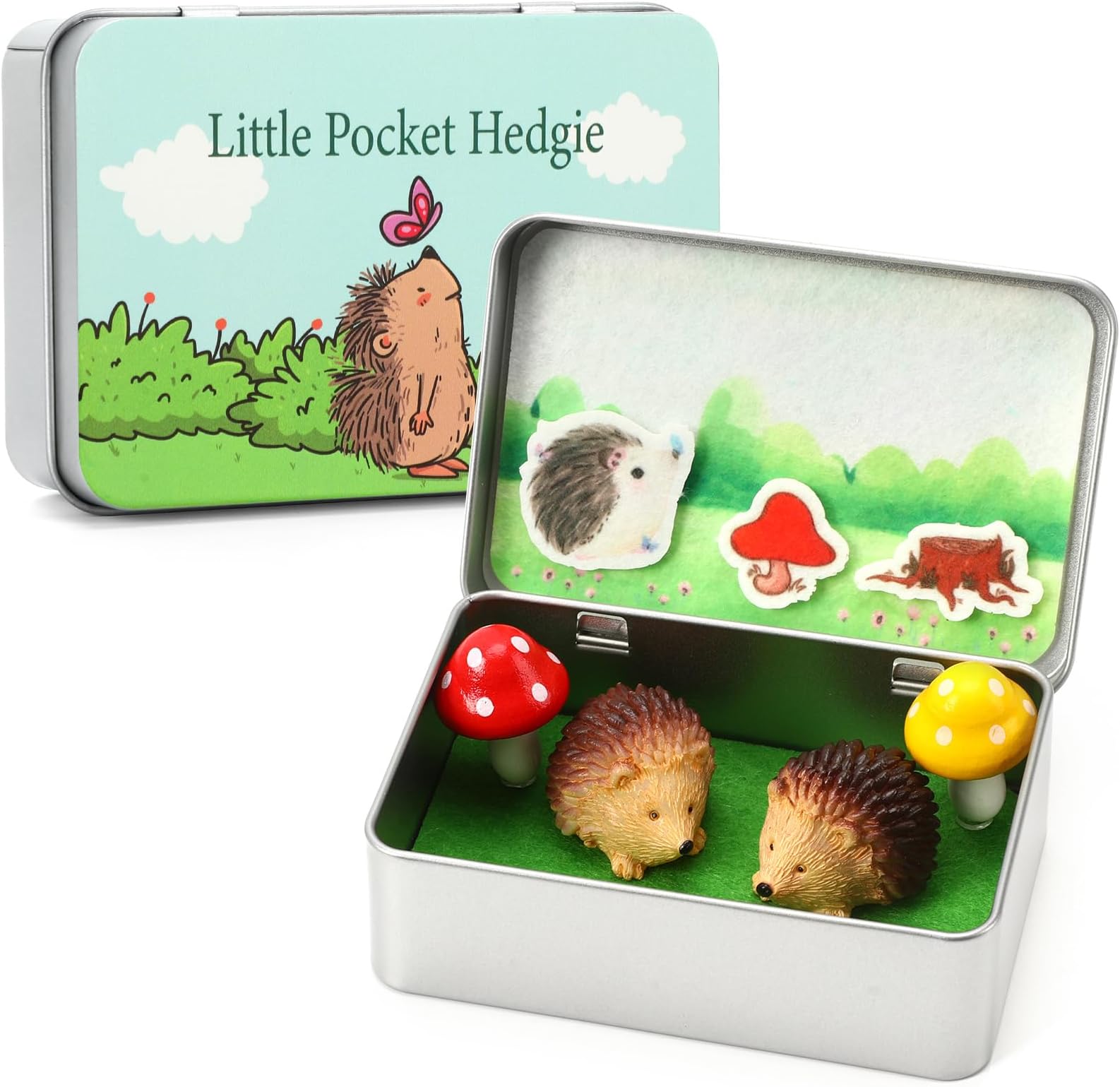 Little Pocket Hedgie, Mini Hedgehog Sense in Tin Box, Resin Animals, Cute Hedgehog Collectible Gift, Travel Buddy, Gift for Friends, Coworkers