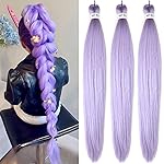 Leticia Lavender Purple Braiding Hair Pre stretched 30Inch Long Purple Braiding Hair for Christmas Gift