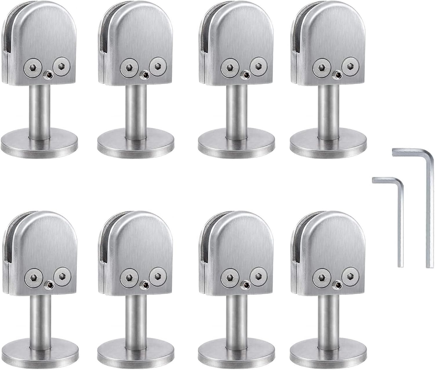 8 Set Glass Support, 304 Stainless Steel U Clamp, Balustrade Bracket Glass Clip for Glass Screens, Bathroom Glass Doors, Railings, Fence, Balcony, Pool Fence