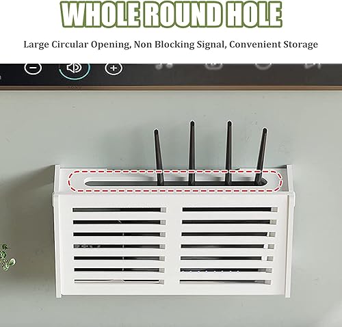 Miniatura 3 de Caja de almacenamiento de enrutador montada en la pared,Estante de TV flotante, Estante de almacenamiento WiFi sin perforación, Estante oculto de