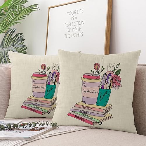 Juego de 2 fundas de almohada decorativas de 18 x 18 pulgadas, fundas de almohada decorativas para fanáticos de la música, álbum de regalo, fundas