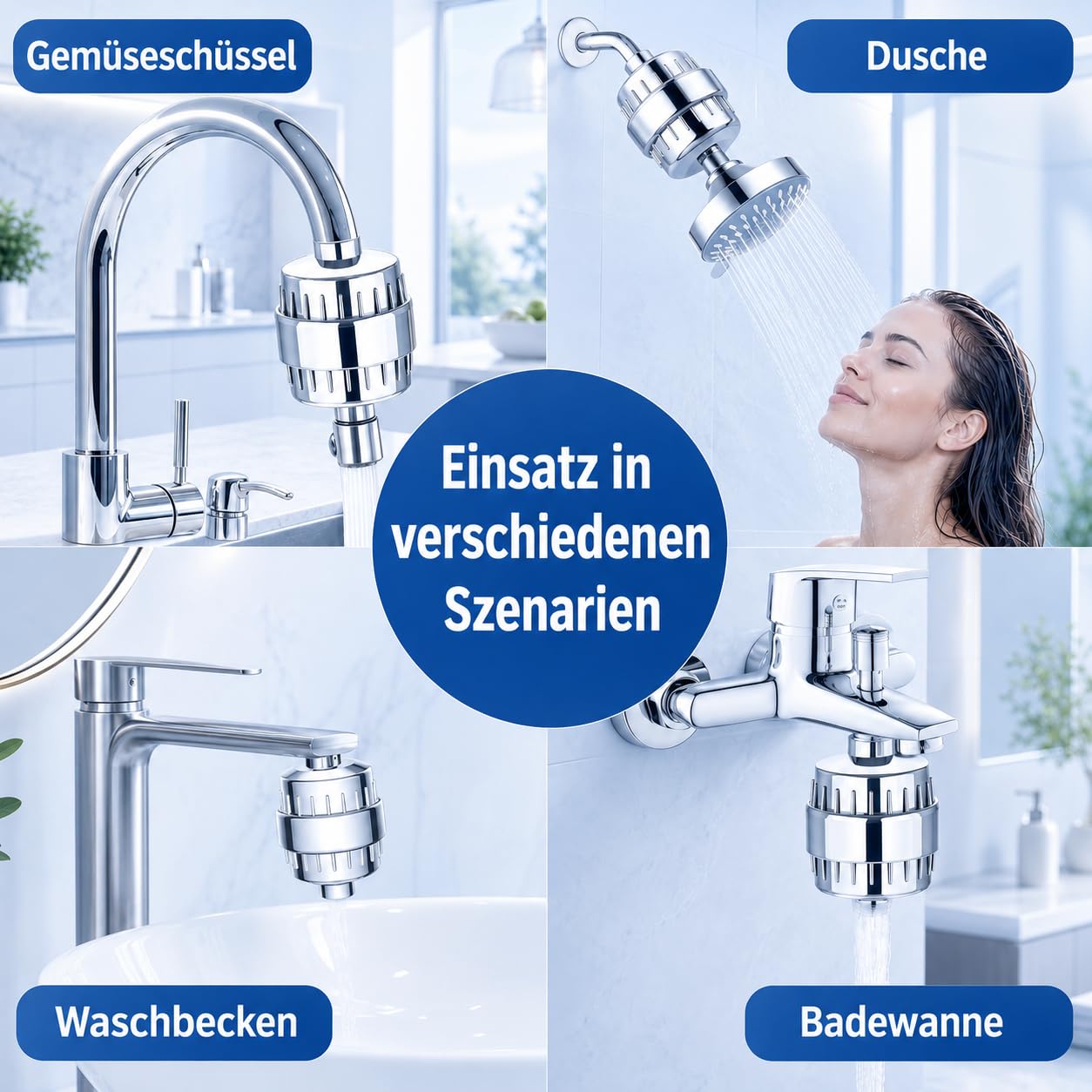 2 Shower Filter & Duschfilter 36-Stufen mit 4 Filterpatronen