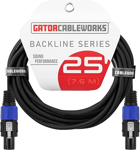 Miniatura 7 de Cableworks By Gator Cases Backline Series Conector de bloqueo giratorio estándar de 25 pies a cable de altavoz con conector de bloqueo giratorio