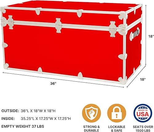 Miniatura 32 de Rhino Trunk & Case Baúl XXL de vinilo en relieve de cuero, cofre universitario, almacenamiento en el hogar, asiento de dormitorio, reposapiés de