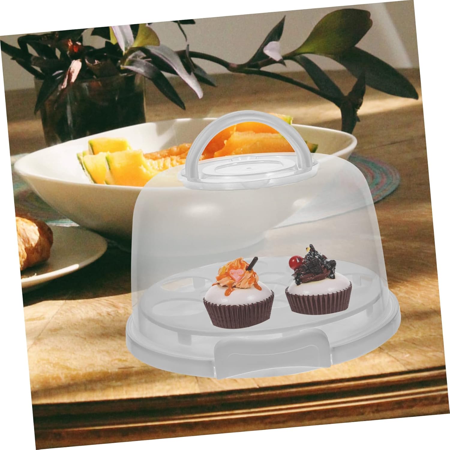 Cabilock 1set Transparent Cake Storage Container with Lid for Dessert Transport Cake Carrier for Birthday Parties and Outdoor Events and Easy to Clean