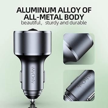 AUX Car Adapter FM Transmitter,iMyOnly QC/PD All-Metal Bluetooth V5.4 AUX Adapter for Car Music Player, Bluetooth Transmitter with Hands-Free Calling