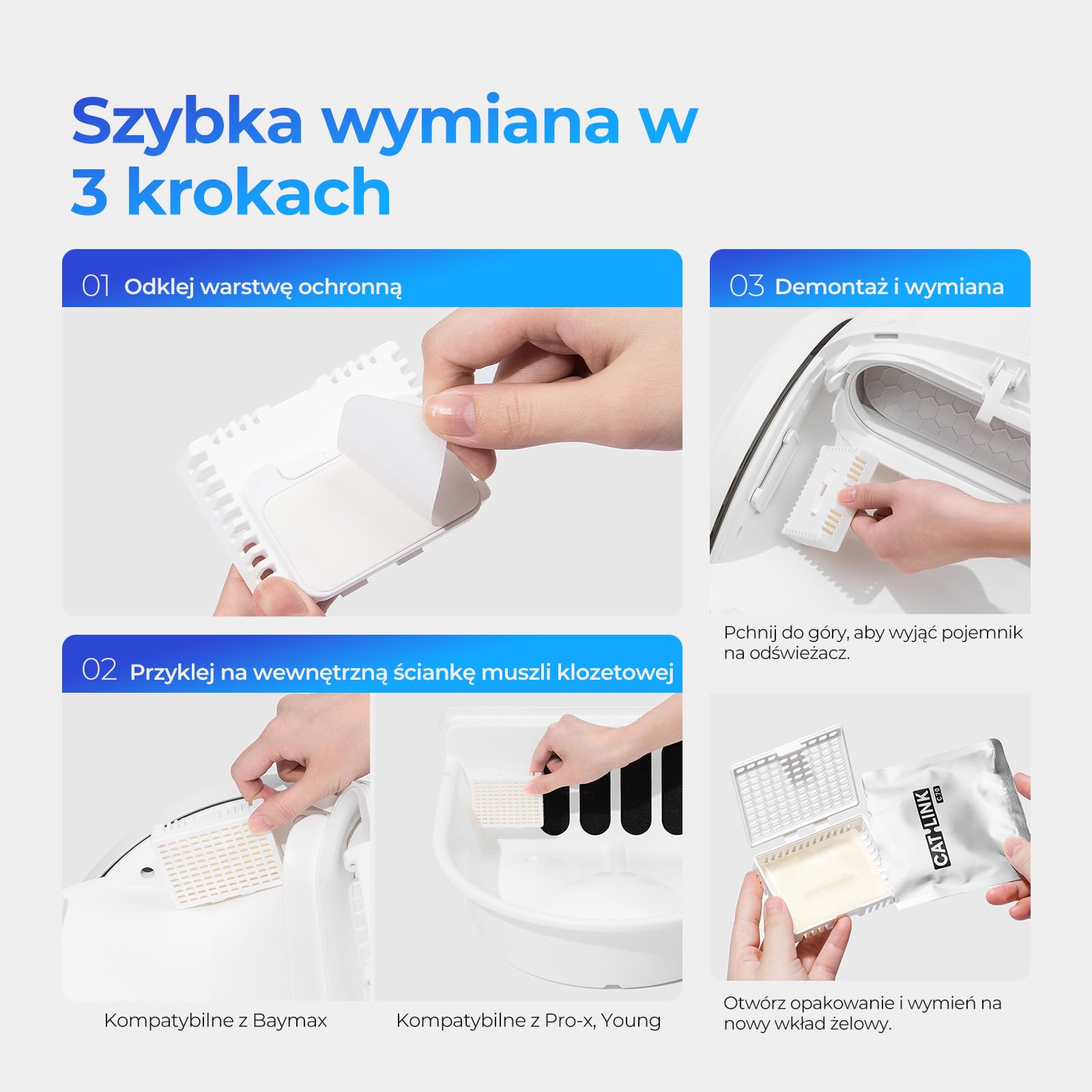CATLINK C70 Środek do usuwania zapachów specjalnie do toalety dla kotów, kompatybilny ze wszystkimi samoczyszczącymi kuwetami dla kotów, silne usuwanie zapachów, długotrwała świeżość