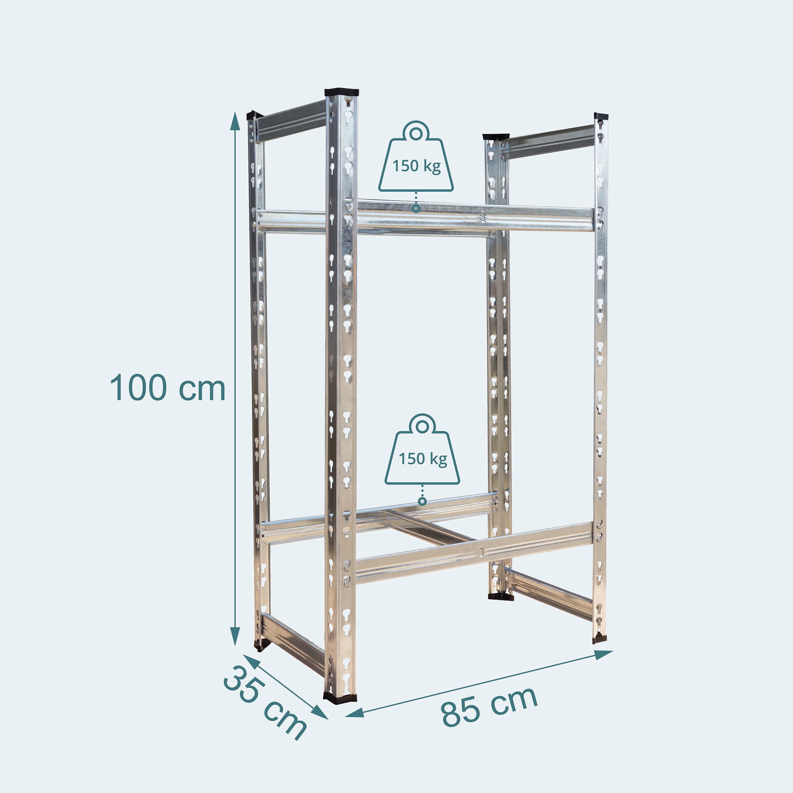 Relaxdays scaffale per Pneumatici, Sistema a Incastro, Acciaio Argento, 100x85x35 cm, 150 kg/ripiano