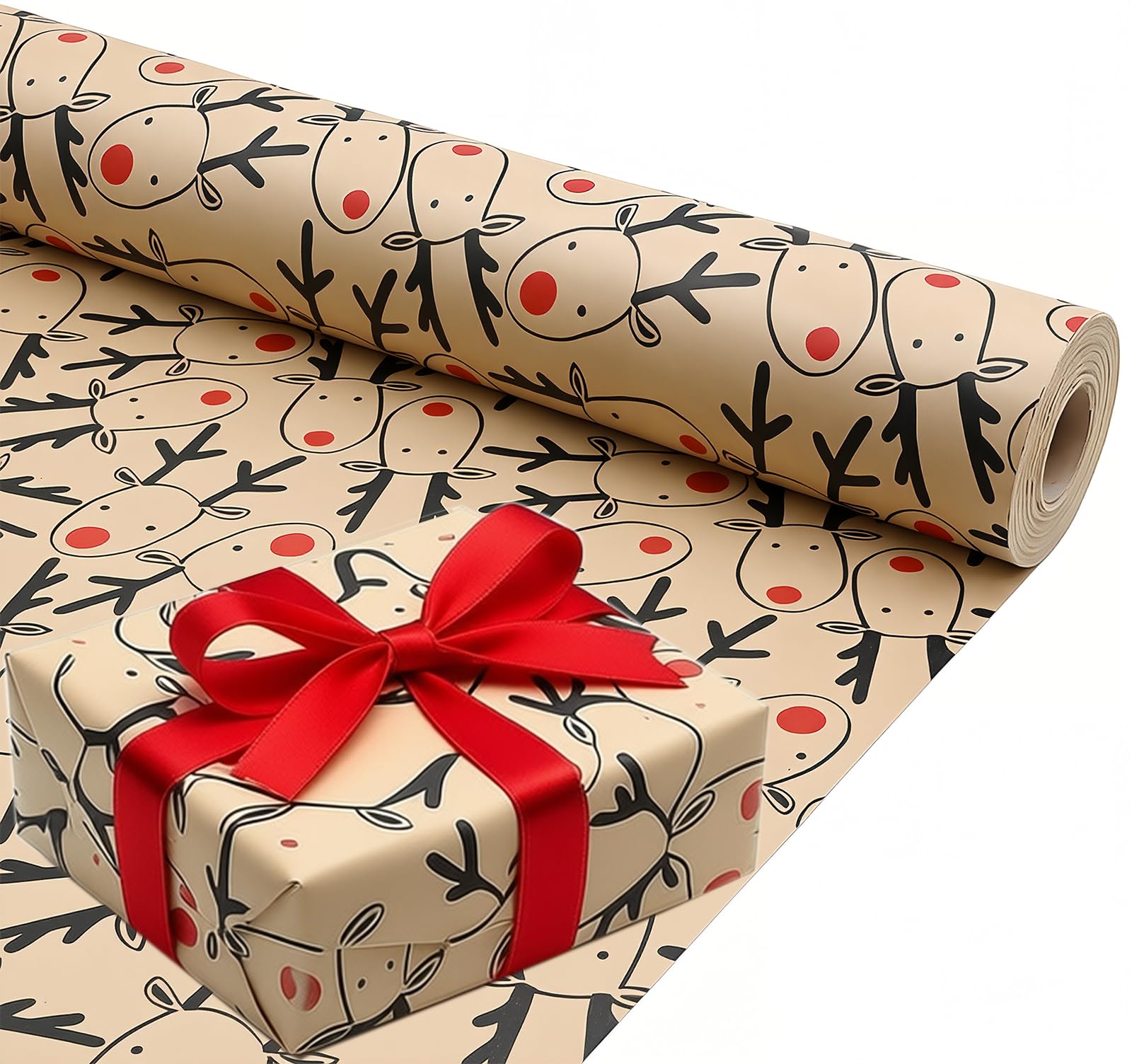 Christmas Wrapping Paper, 43cm*15m Deer Head Gift Wrapping Paper Roll