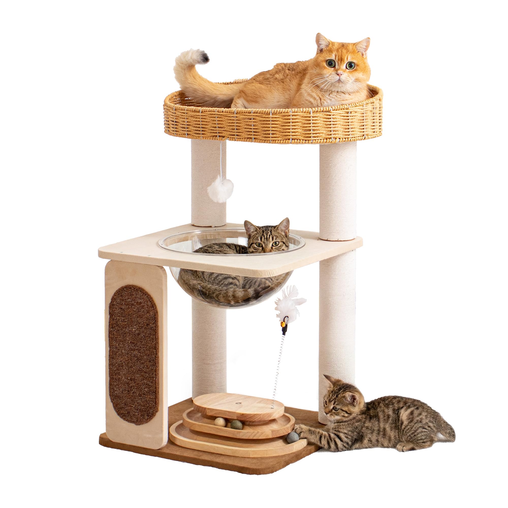 Amazon | PETTIFUL キャットタワー 据え置き おしゃれ 大型 高さ122cm