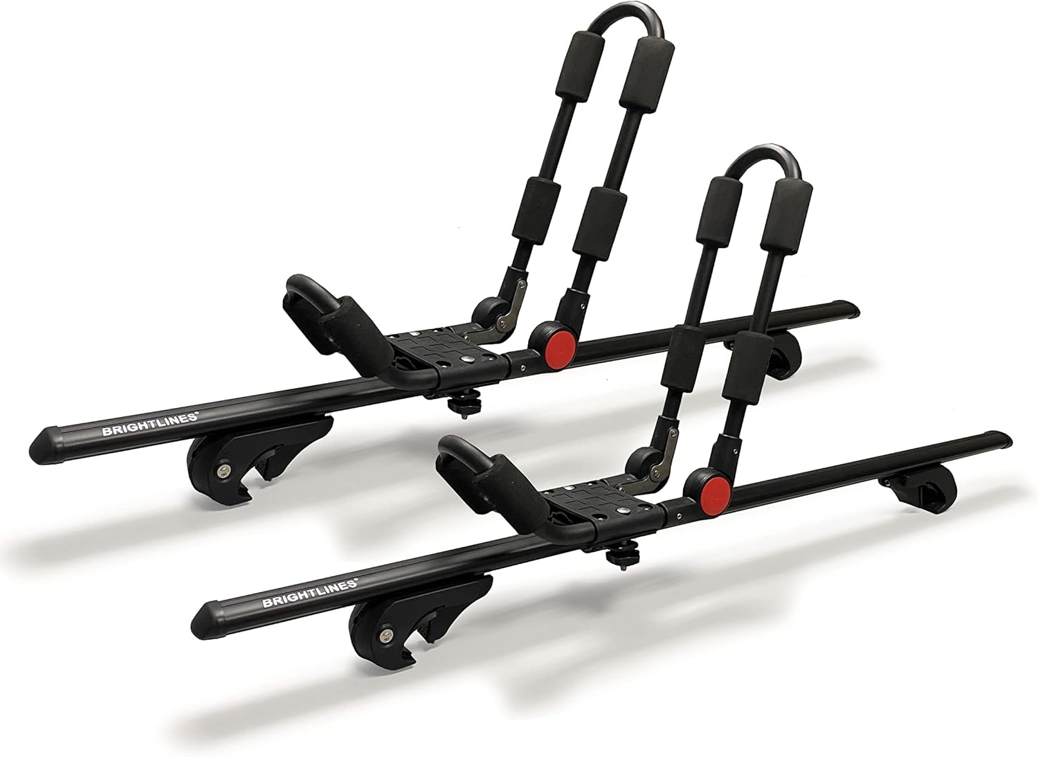 BRIGHTLINES 53″ All Black Lockable Universal Cross Bars Roof Racks & One Pair Foldable Kayak Racks for Kayaks, Canoe, SUP BRIGHTLINES 53″ All Black Lockable Universal Cross Bars Roof Racks & One Pair Foldable Kayak Racks for Kayaks, Canoe, SUP
