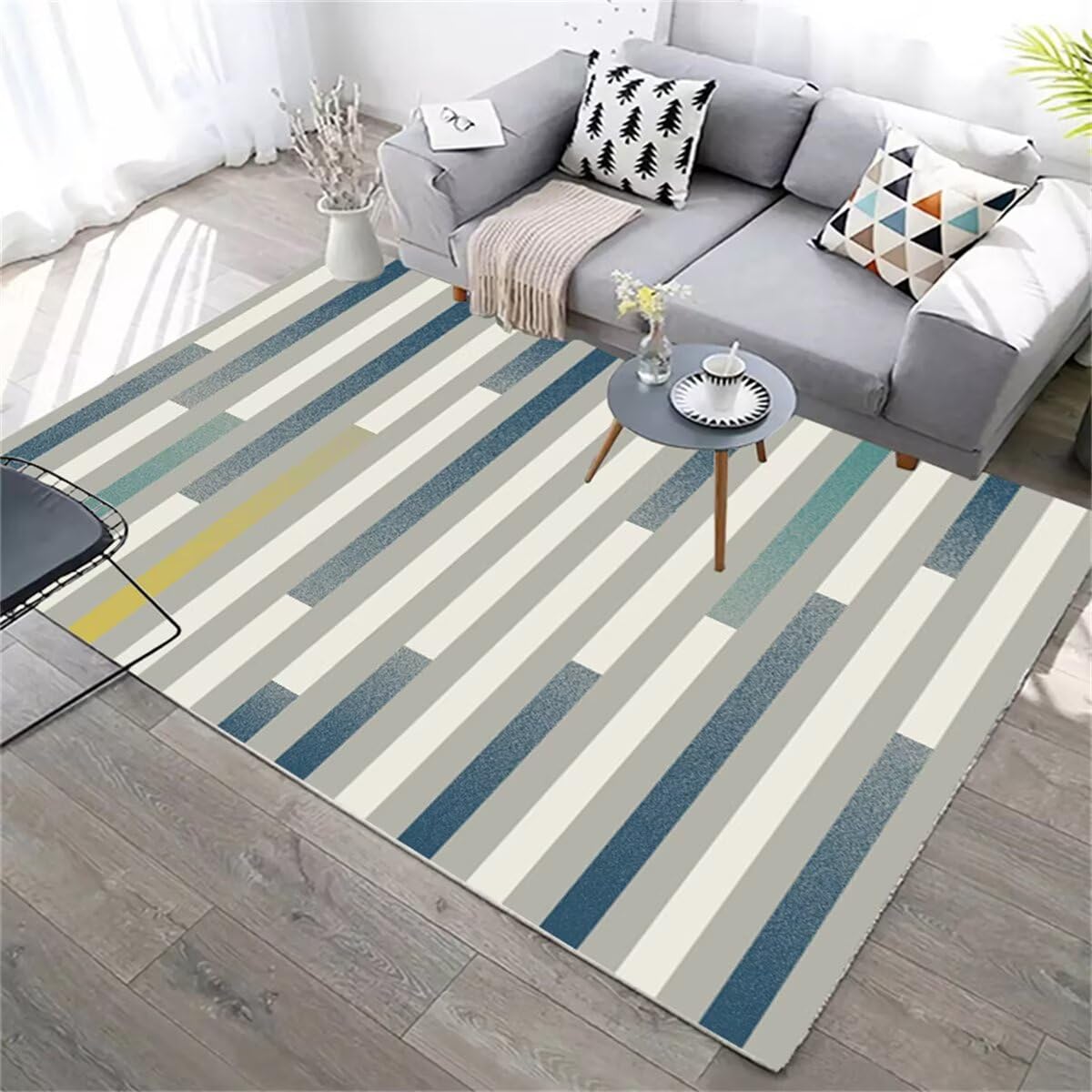 Alfombra de salón 60x90cm azul grisáceo: la solución antidesgaste para cocinas y pasillos