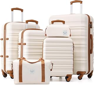 LONG VACATION 6-Piece Hardshell Luggage Set with TSA Lock & 360° Spinner Wheels