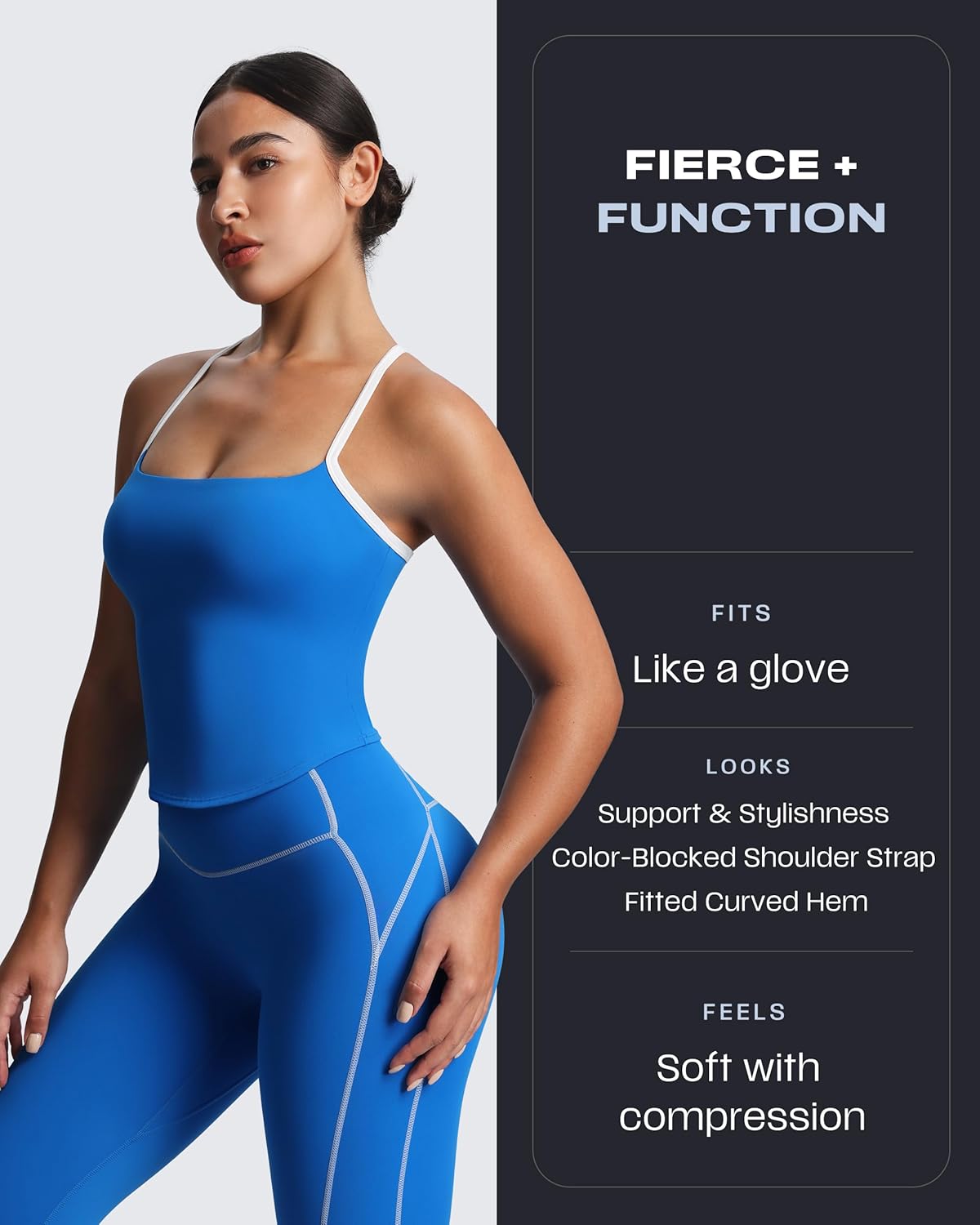 Aoxjox Women's Workout Sleeveless Color Block Lexi Tank Tops Contrasting Strap Cross Back Yoga Curve Longline Crop Top - Image 3