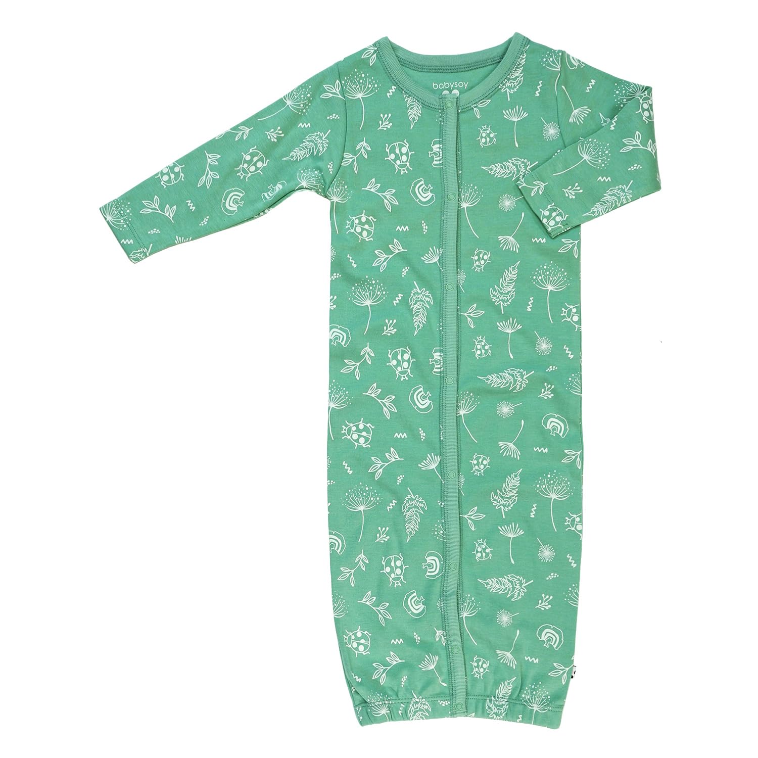 Babysoy Unisex Baby Long Sleeve Gown Sleep Sack, Ultra Soft Nightgown, Newborn Reversible Mittens