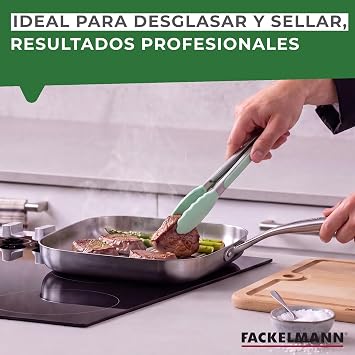 Fackelmann Vita3 Stainless Steel Grill Pan 28 cm, Triply Stainless Steel with Triple Diffuser Bottom, Non-Stick, PFA-Free, Suitable for Induction, Gas, Vitro and Oven, Dishwasher Safe