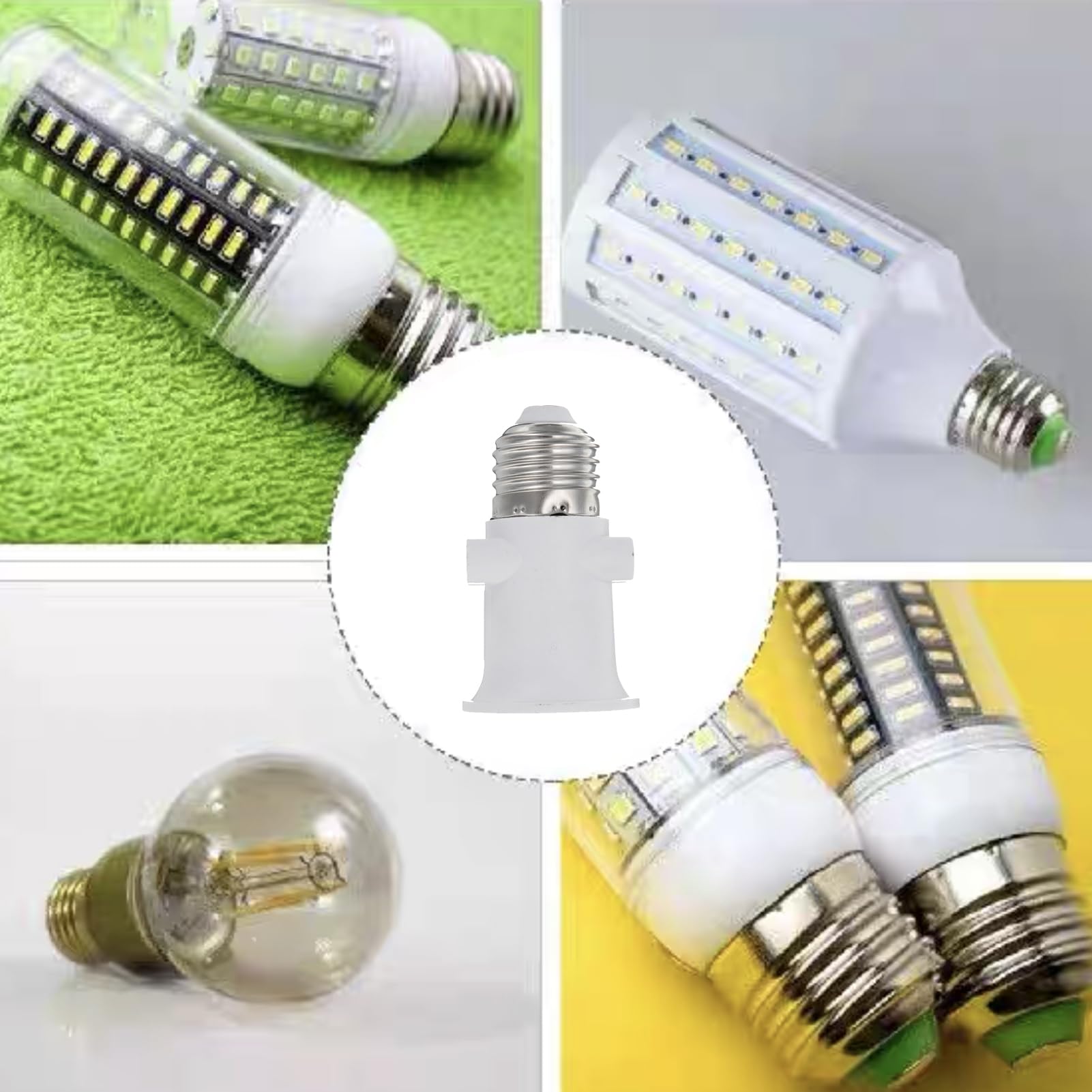 Casquillo - Adaptador de zócalo Casquillo e27, Base de zócalo LED, casquillo de lámpara E27,Casquillo Adaptador Eléctrico con Enchufe, Conversión a Zócalo de alimentación y Zócalo E27.