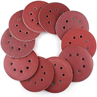 VASLON 120-piece Sandpaper Set – 5 Inch 8 Holes Sanding Discs 12 Different Grades Including 40, 60, 80, 120, 320, 400, 600, 800, 1000, 1200, 1500, 2000 Grits for Random Orbital Sander (120PCS)