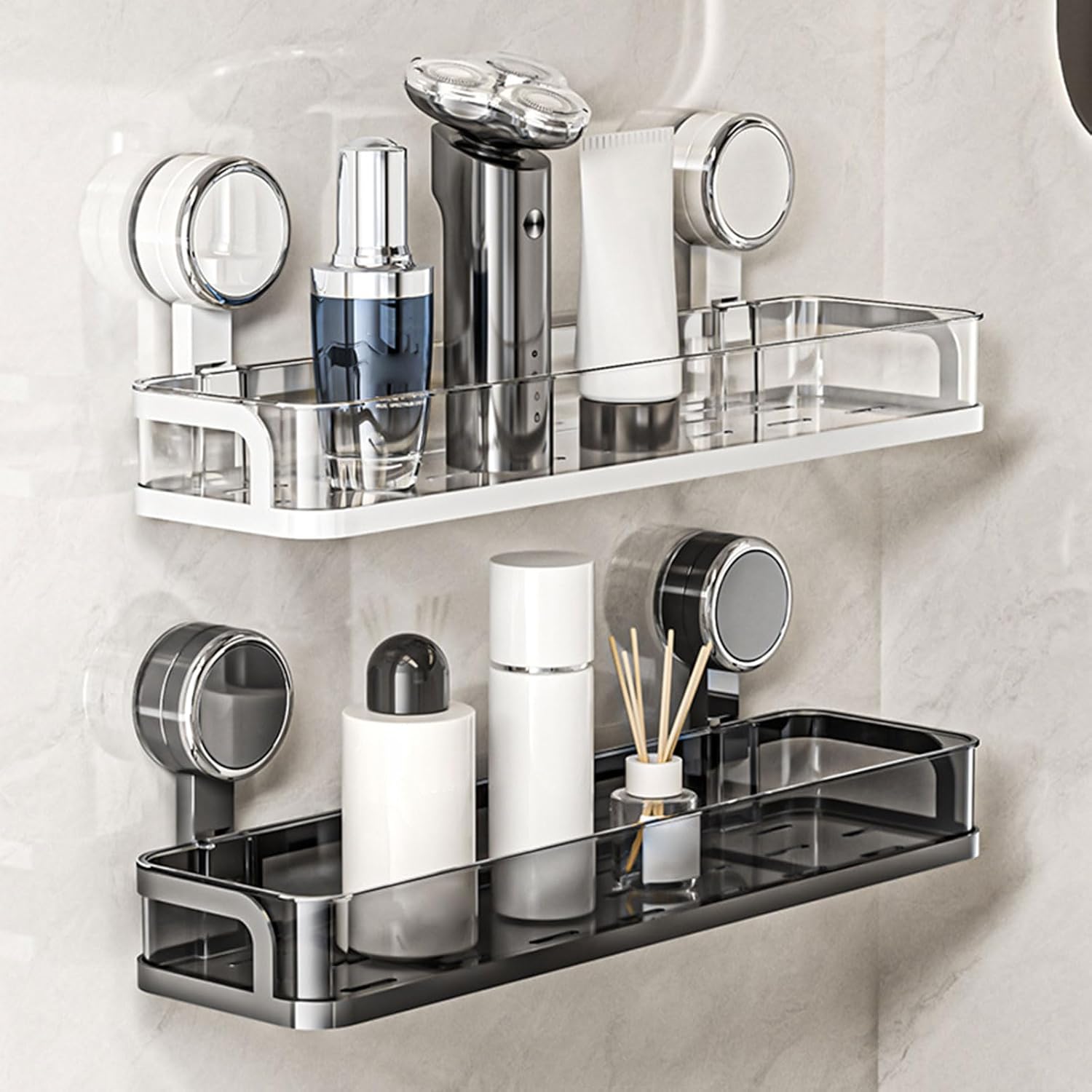 吸盤式 浴室収納棚 洗濯機で洗える 浴室オーガナイザー 収納ラック あらゆる滑らかな壁に対応