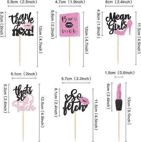Miniatura 6 de Keaziu 24 piezas de adornos para cupcakes para niñas, con texto en inglés So Fetch Cupcake Thank You Next Picks, pintalabios para temática de