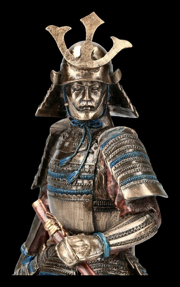 Unbekannt Samurai Figurine - Guerrier en Armor avec Deux Epées Japonais Guerrier, Figurine de Décoration, Décoder L'Article, Bronze.optik, H 23 CM