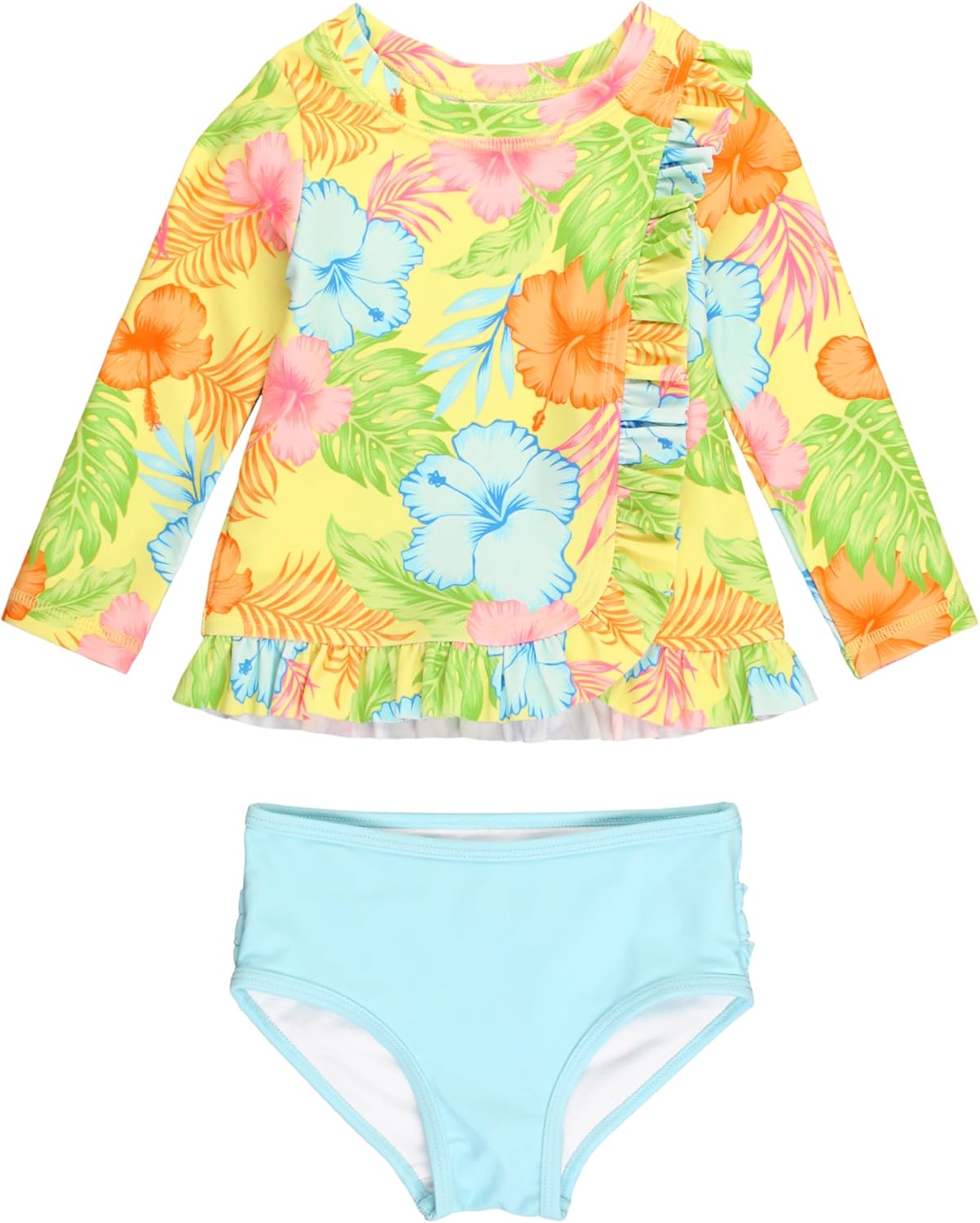 RuffleButts Rash Guard 2-Piece Swim Set for Girls