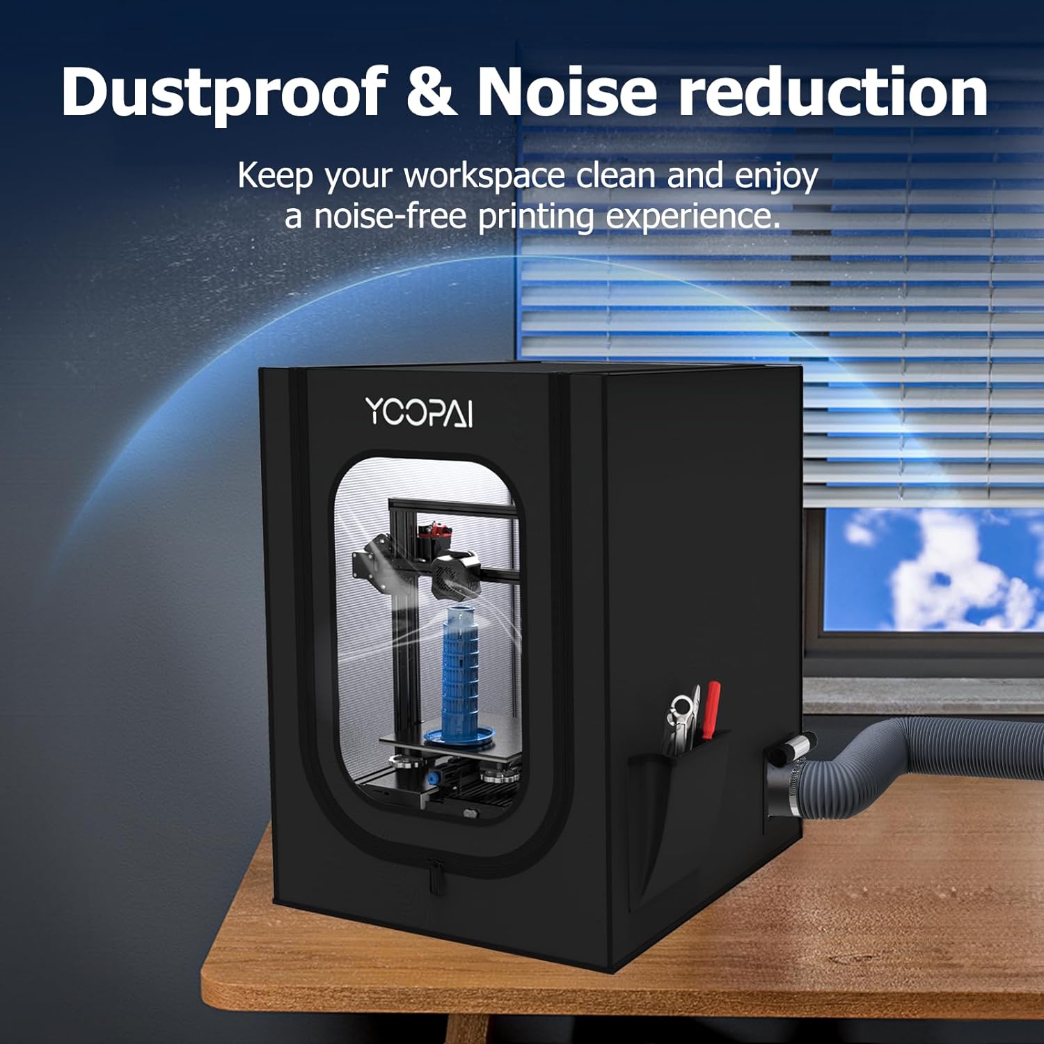 3D Printer Enclosure Dustproof Tent Constant Temperature Protective +Low Noise Exhaust Fan