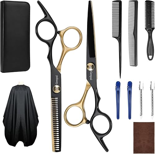 Miniatura 7 de Kit de tijeras de corte de pelo de punta redonda de seguridad para niños, hombres, mujeres y uso en salones, tijeras profesionales de peluquería con