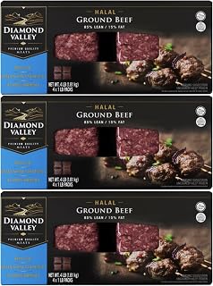 [Total 16 Pound] Halal Ground Beef – 85% Lean, 100% Grass-Fed – No Added Hormones – Premium Quality, 1 lb Chub – Product of Australia, Processed in USA – Ships Frozen via Express Mail with Insulated Box & Ice Packs