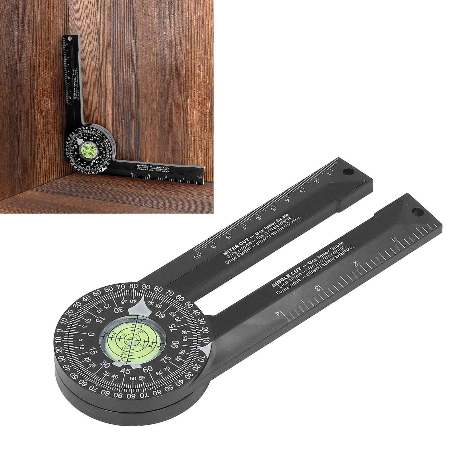 Petit Rapporteur D'angle Pour Scie à Onglet – Outil De Mesure En ABS Noir, 18,5 Cm