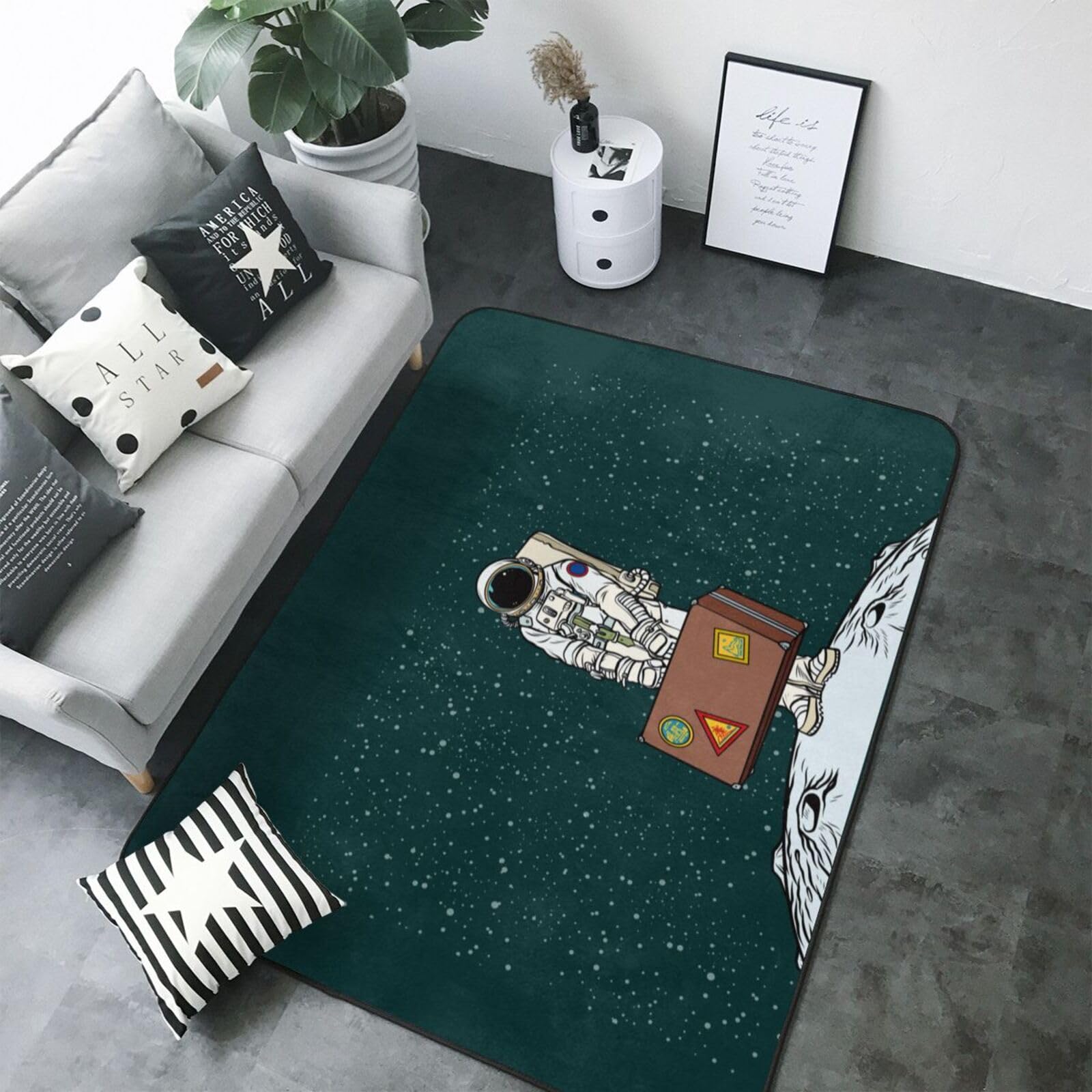 Tapis de salon astronaute doux et lavable pour une chambre d'enfant cosmique