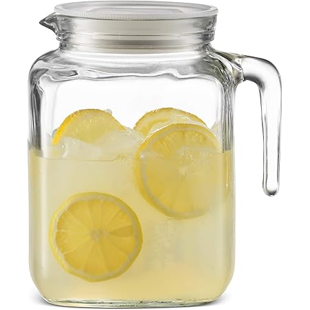 Bormioli Rocco Hermetic Seal Glass Pitcher With Lid and Spout [68 Ounce] Great for Homemade Juice & Cold Tea or for Glass Milk Bottles