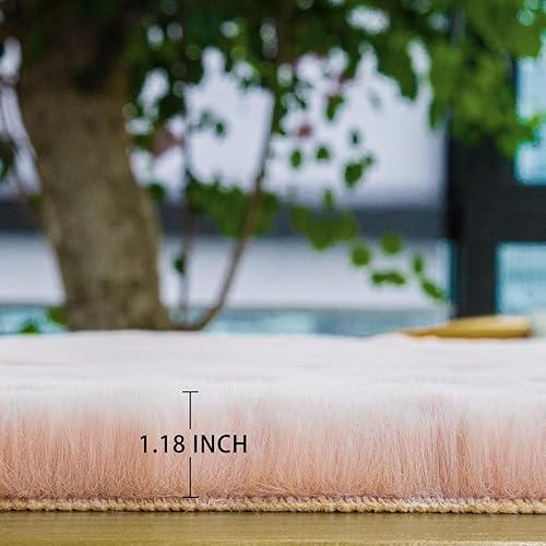 Miniatura 6 de ORINOVA Alfombra rectangular de pelo sintético lavable y esponjosa para sala de estar, bonita alfombra peluda pequeña para dormitorio, para niños,