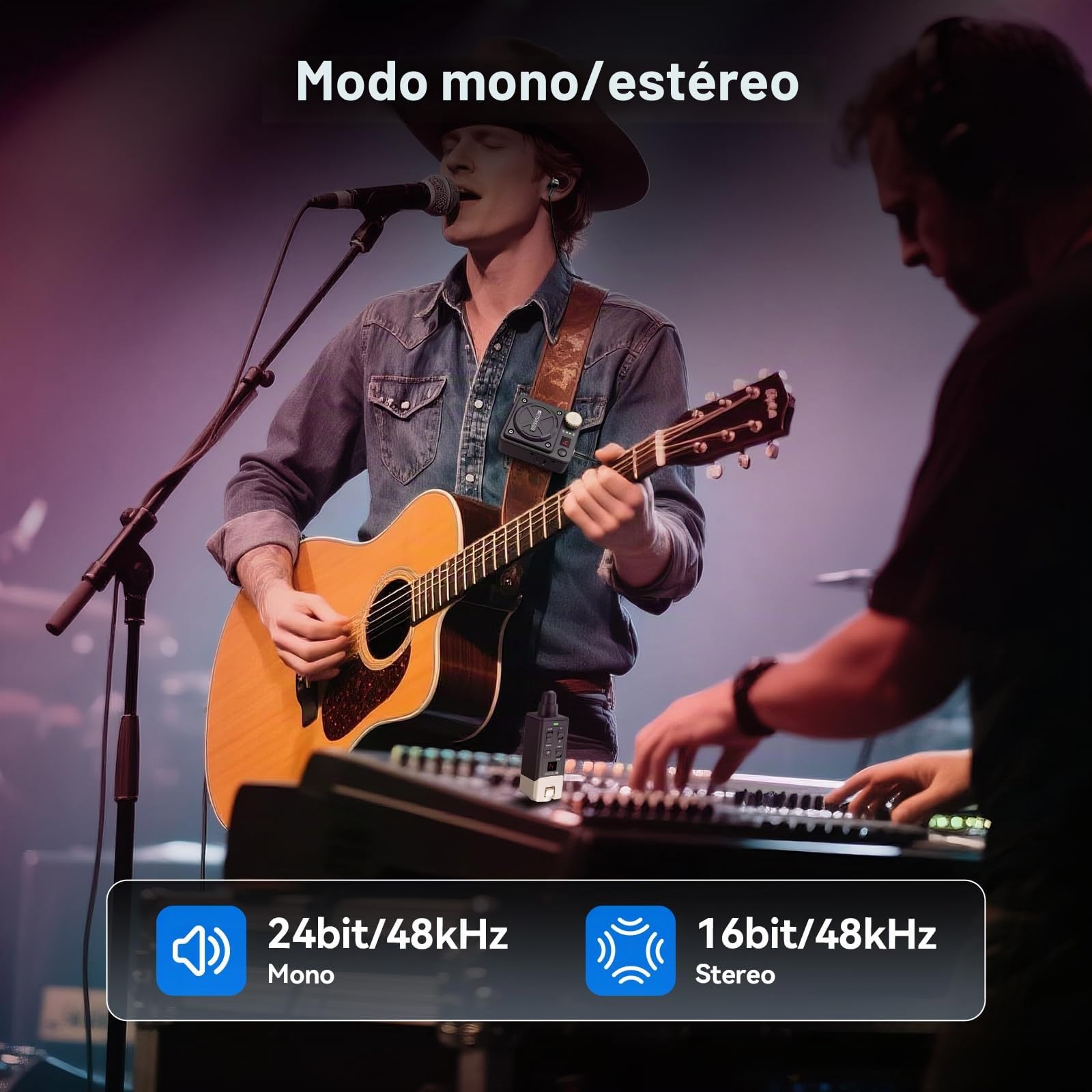 Sistema de Monitorización Inalámbrico, Wireless In Ear Monitor（1-1） | Estéreo/Mono, 30 Metros, 2.4G con 8 Canales, Compacto y Portátil, Estudio y Presentaciones en Vivo
