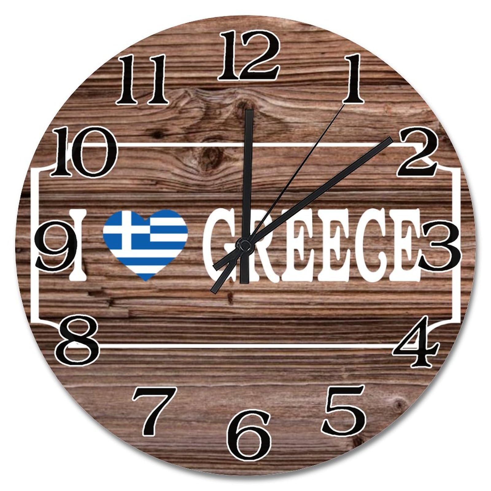 Horloge murale Grèce I Love en bois horloge silencieuse 38 cm pour salon