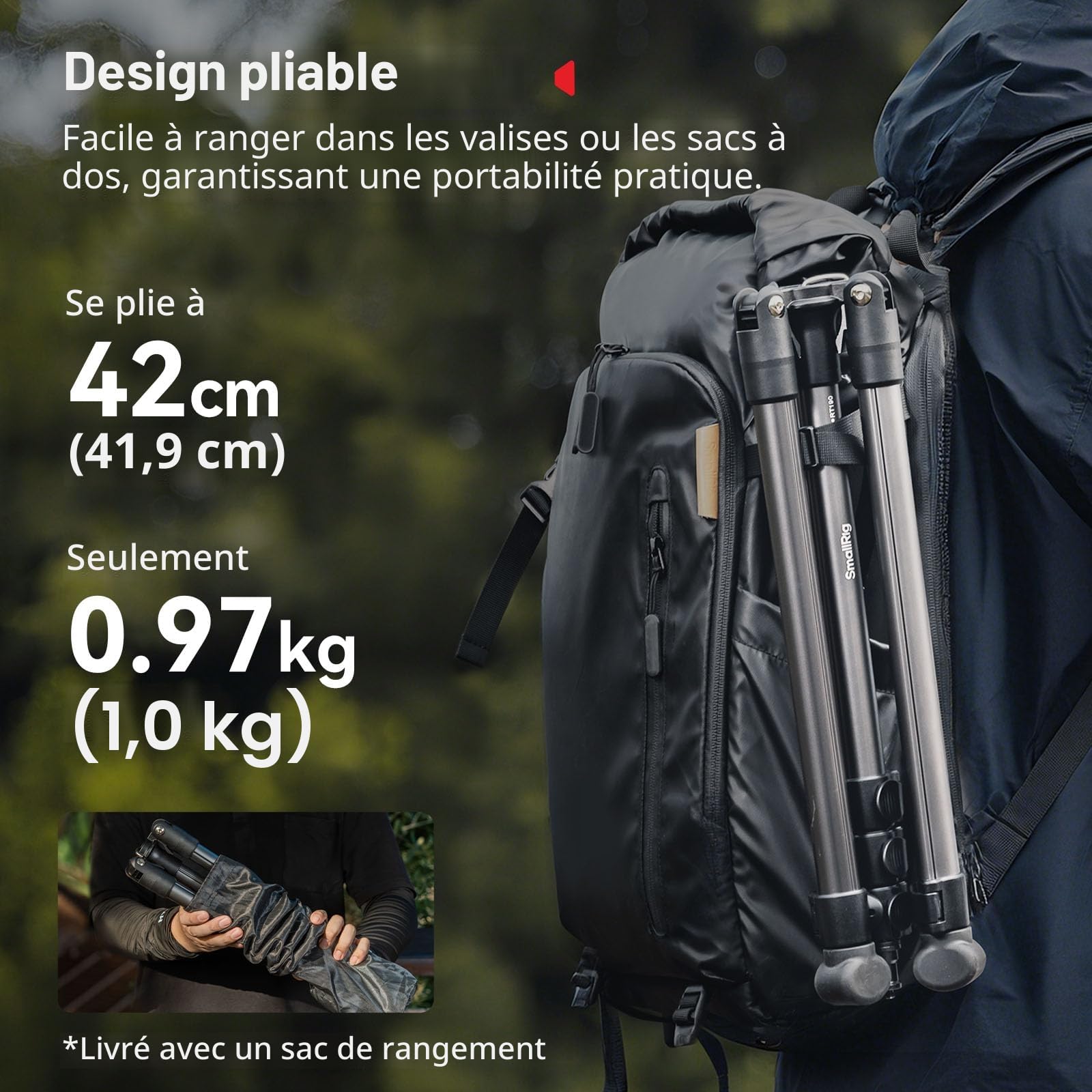 SMALLRIG 190 cm Trépied Lumière, Charge Max 4 kg, pour Lampes Torches, Anneaux Lumineux, Eclairages Vidéo LED, Eclairage COB, Trépied Pliable et Réglable, Dimensions plié 43 cm - 5475