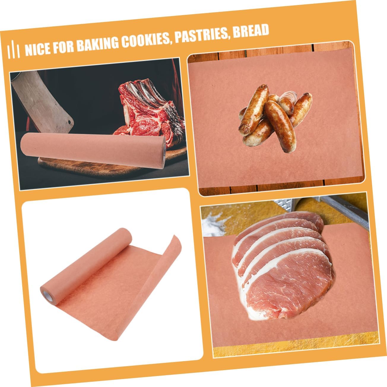 Food-grade Pink Butcher Paper Roll Non-stick Bbq Paper for Cooking Kitchen Grill
